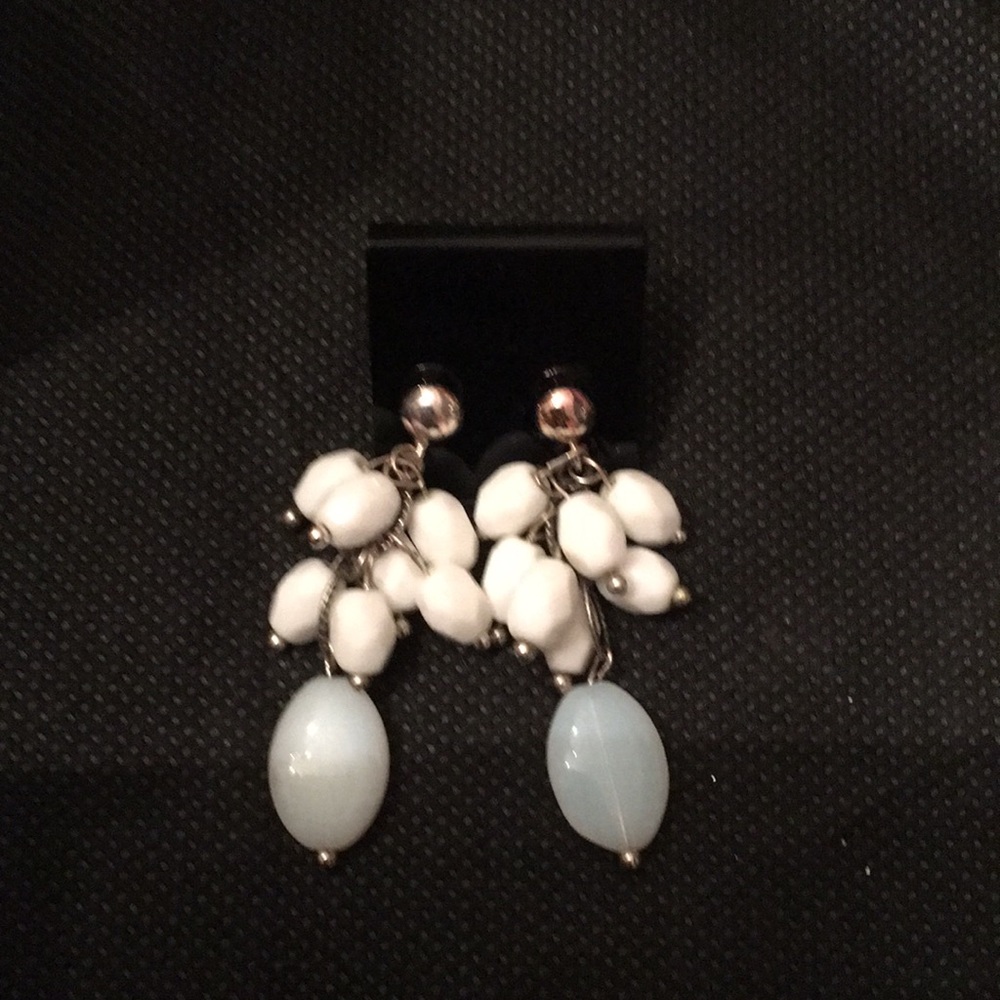 New hand made sterling silver post earrings with authentic moonstone drop